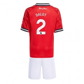 Manchester United Diogo Dalot #2 Hjemmebanetrøje Børn 2025-26 Kortærmet (+ Korte bukser)